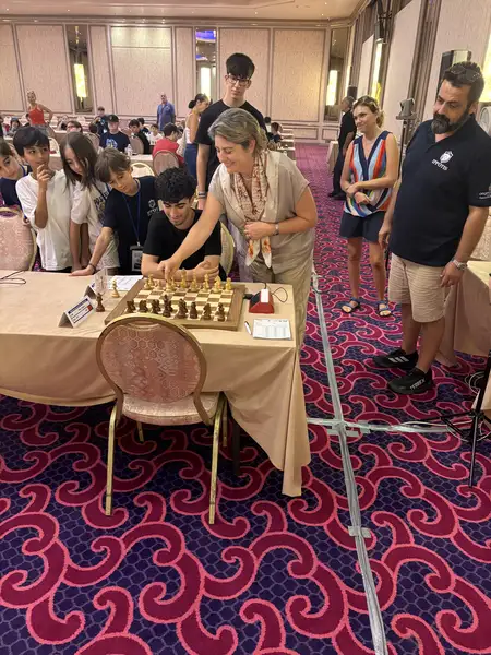 Türkiye’s Consul General in Rhodes Mebşure Taşkın makes the ceremonial first move on board one